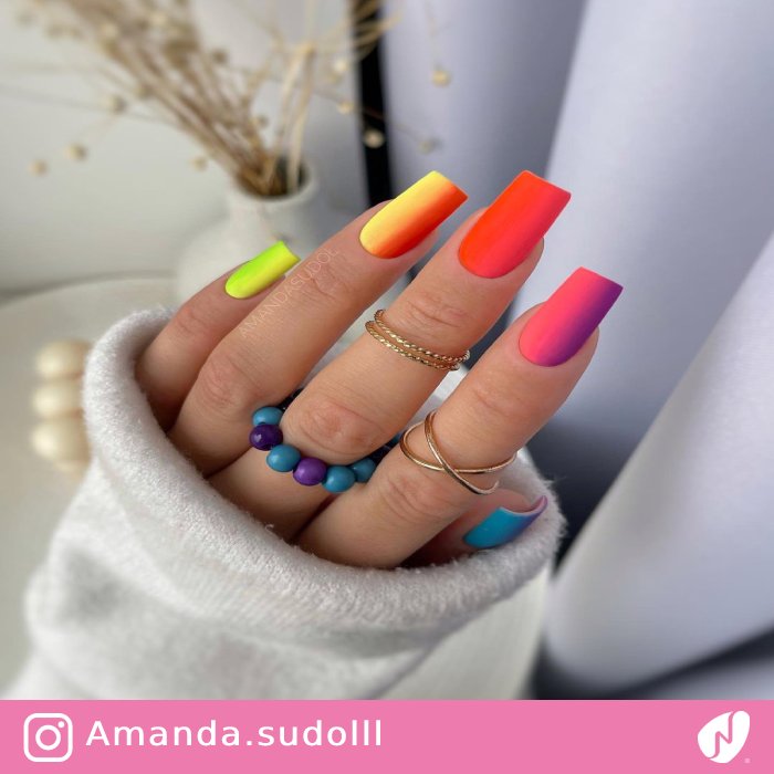 Matte Gradient Neon Nails